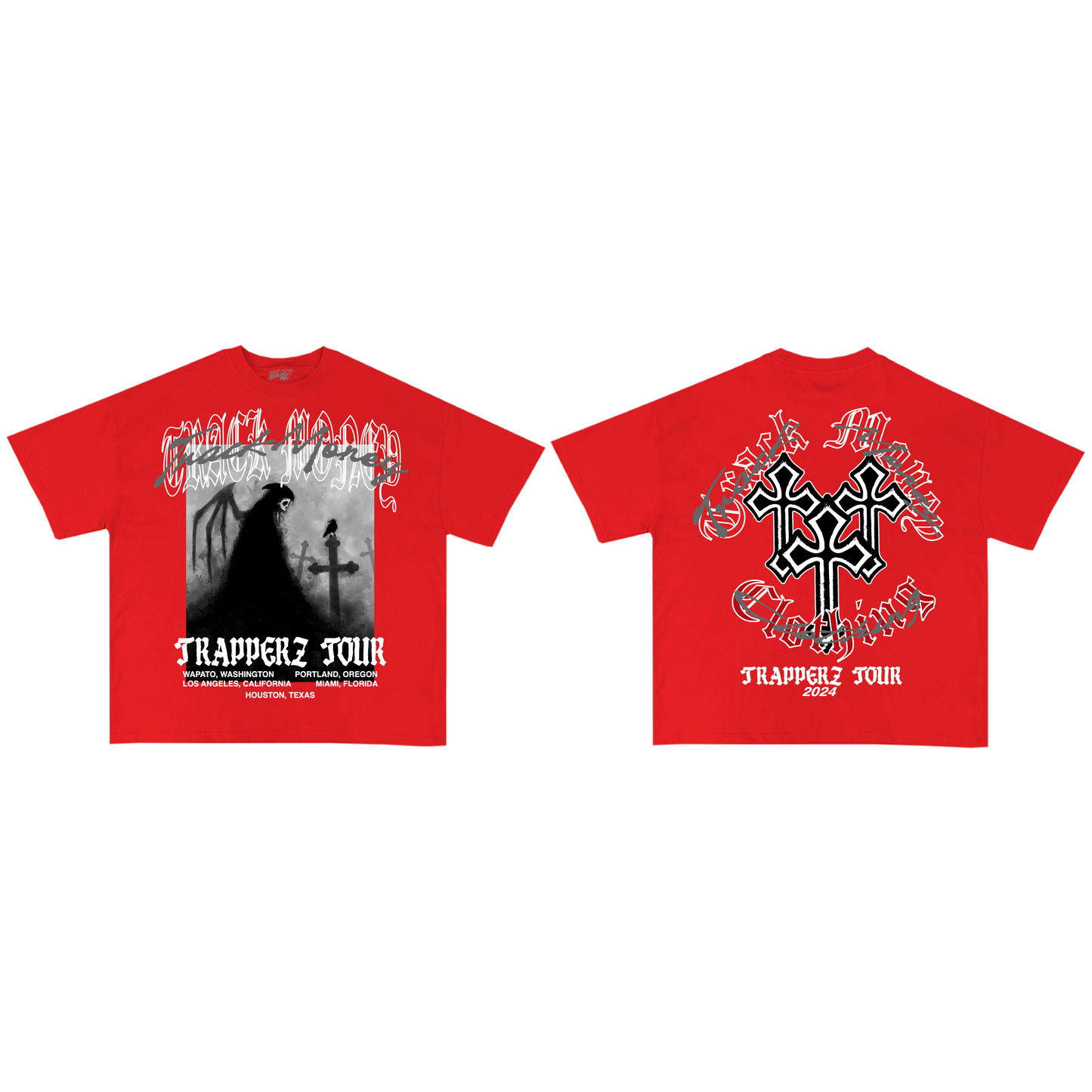 "TRAPPERZ TOUR" Red Oversized Tee